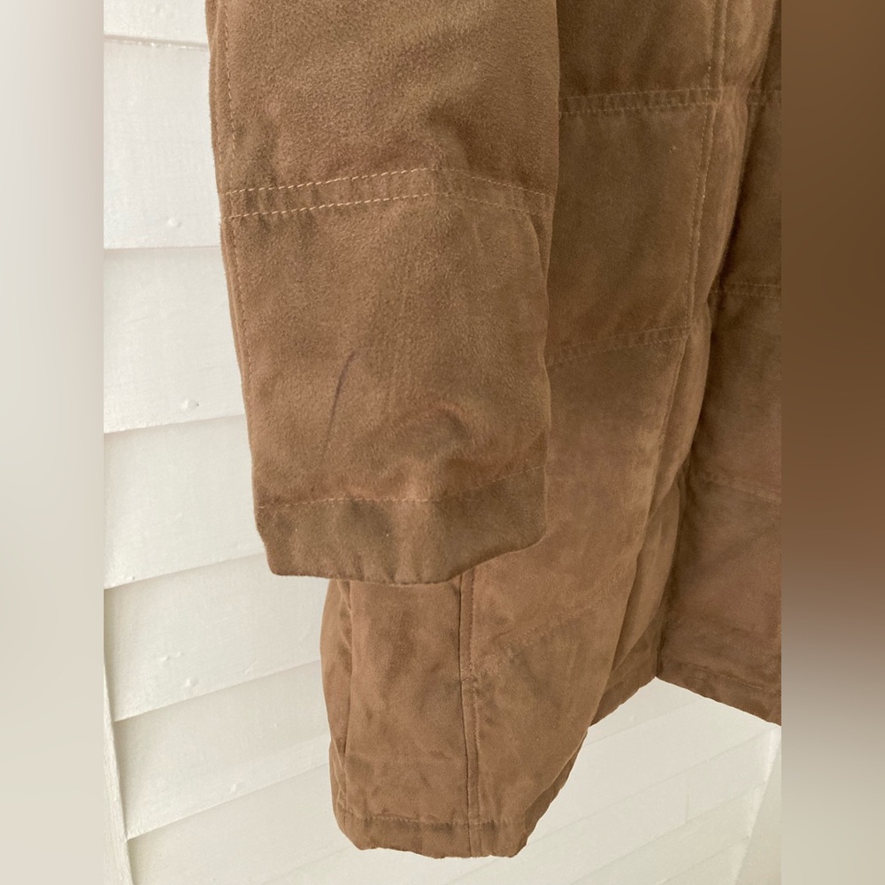 L.L. Bean | Faux Suede Quilted Goose Down Parka Sherpa Collar Size Small Petite - Picture 10 of 10